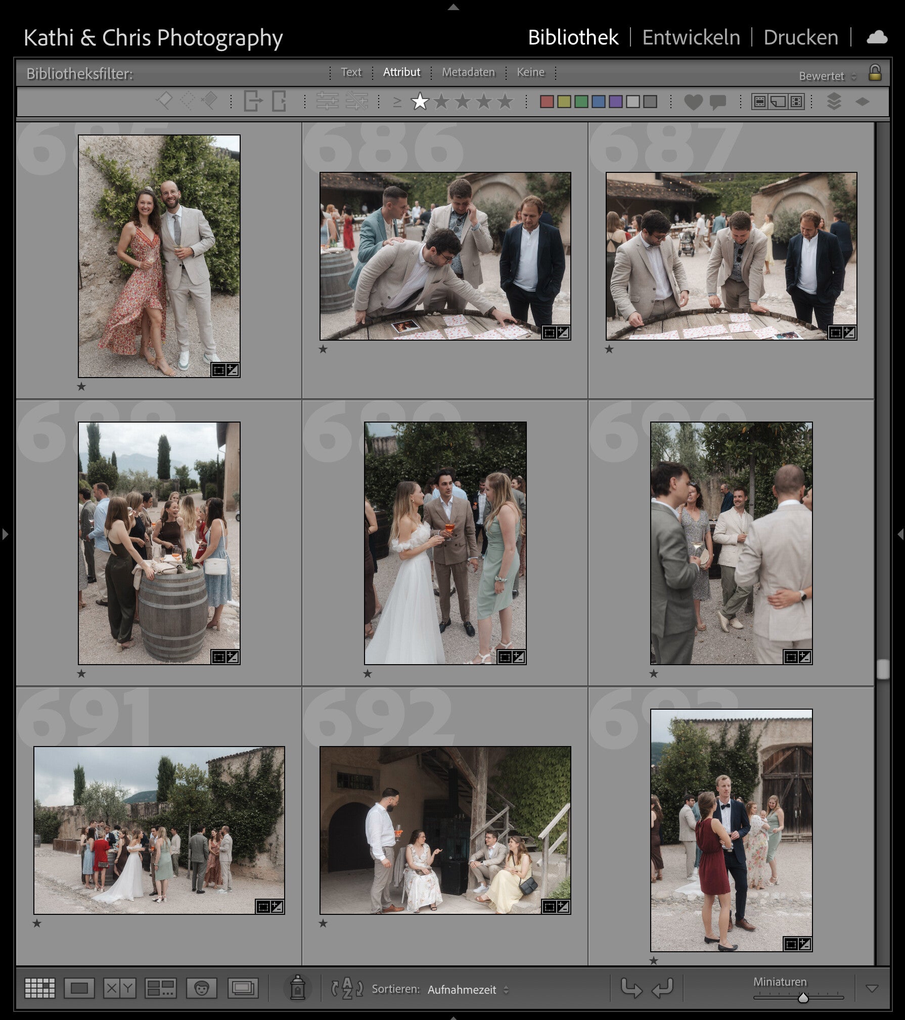 Bildauswahl in der Lightroom-Rasteransicht mit Sternebewertung